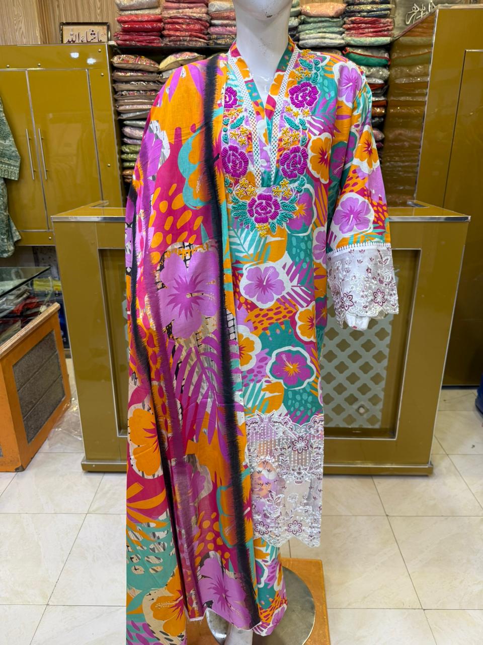 Premium Summer Lawn Suit for Women – 3 Piece Stitched Embroidered Lawn Dress