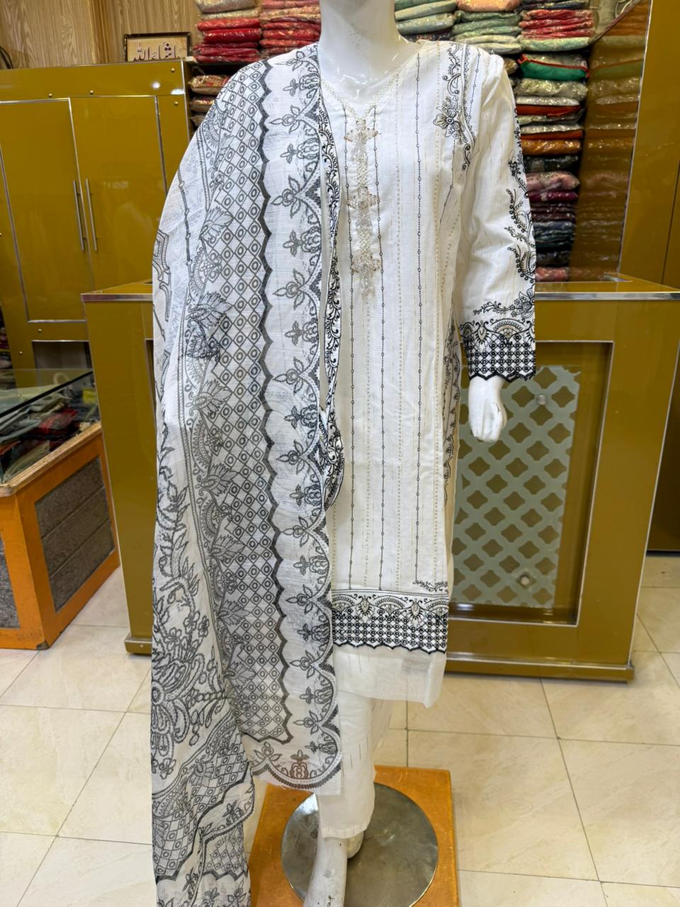 Premium Summer Lawn Suit for Women – 3 Piece Stitched Embroidered Lawn Dress